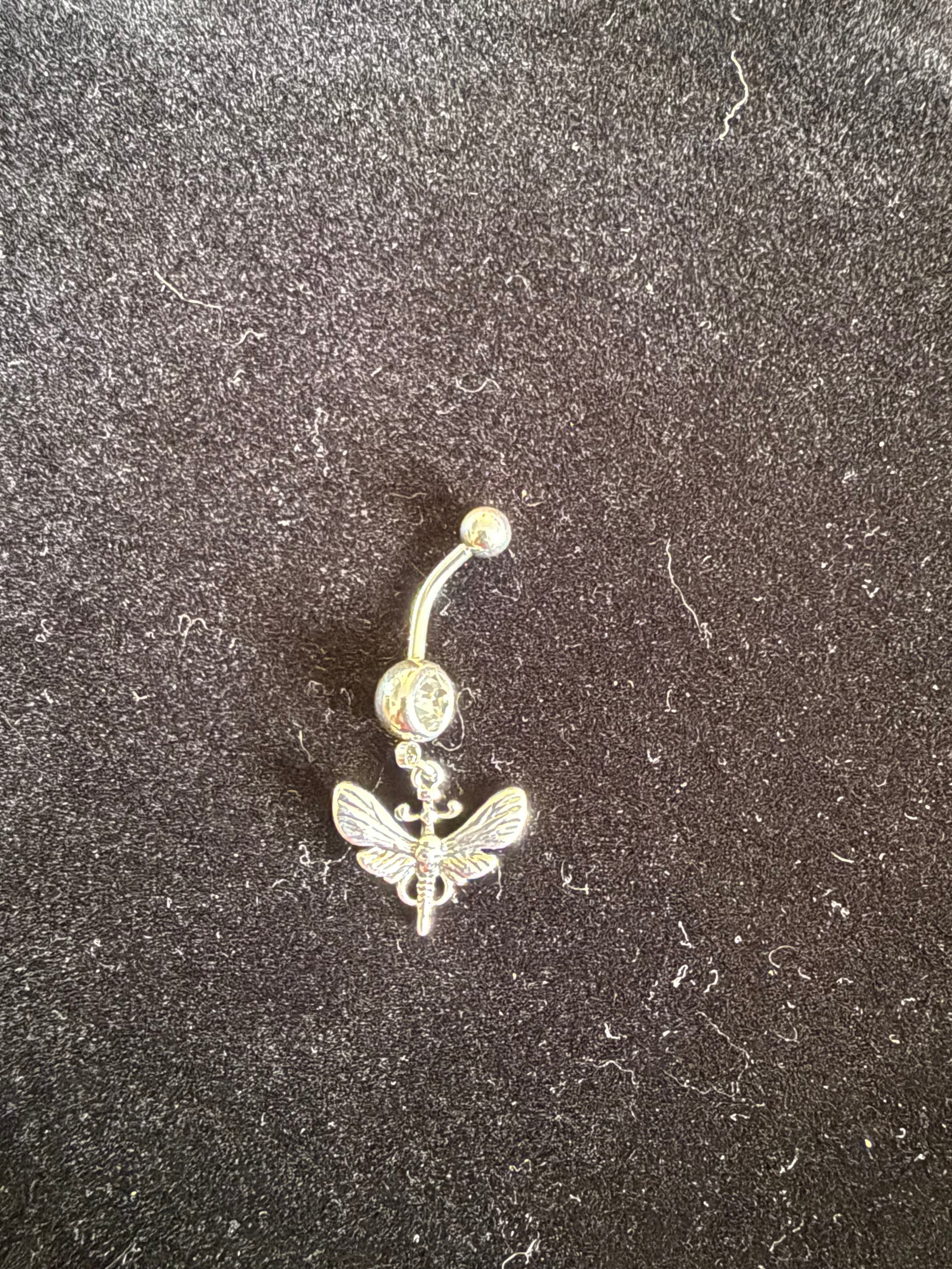 Stainless steel (goth) moth belly button ring